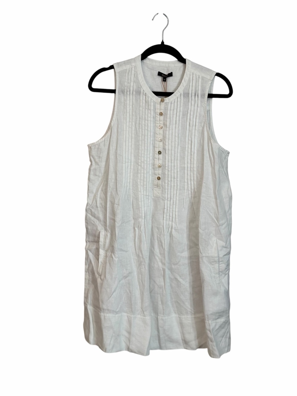 Quince Women’s 100% European Linen Sleeveless Swing Dress in White Sz M NWT